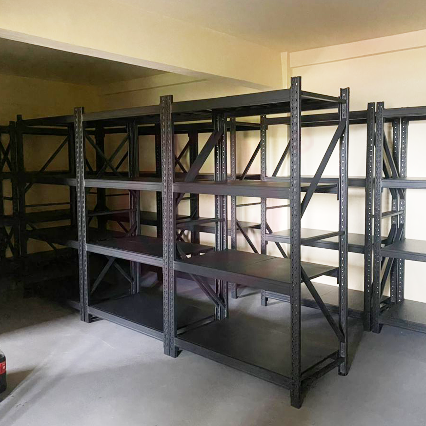 Schwerlastfähiges, verstärktes 5-stöckiges, mobiles und verstellbares Palettenregal aus kaltgewalztem Stahl, 22 m Tiefe, 300 kg Tragkraft für Werkstattmaterialien
