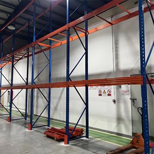 HongYun Schwerlast-Stahl-Palettenregal, verstellbar, mehrstufig, robuste Pulverbeschichtung, anpassbare Länge, blau-orange