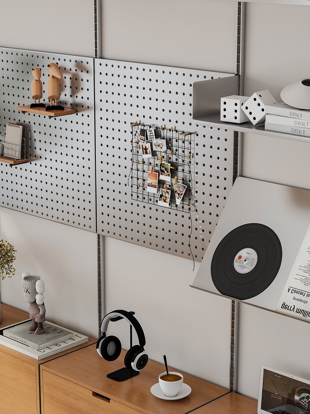 Wandmontiertes Lochwand-Präsentationsregal, verstellbares mehrstufiges Edelstahl-Aufbewahrungsregal, Wandschrank für das Wohnzimmer