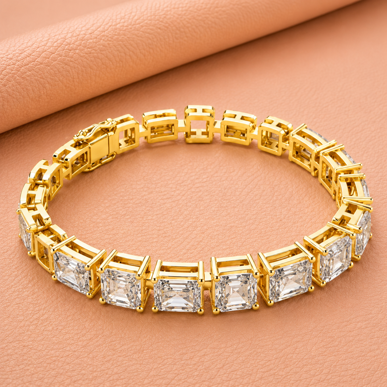 Royal Princess Cut Diamant-Tennisarmband aus silberplattiertem Luxusschmuck mit IGI-Zertifizierung und VVS-Reinheit für Damen