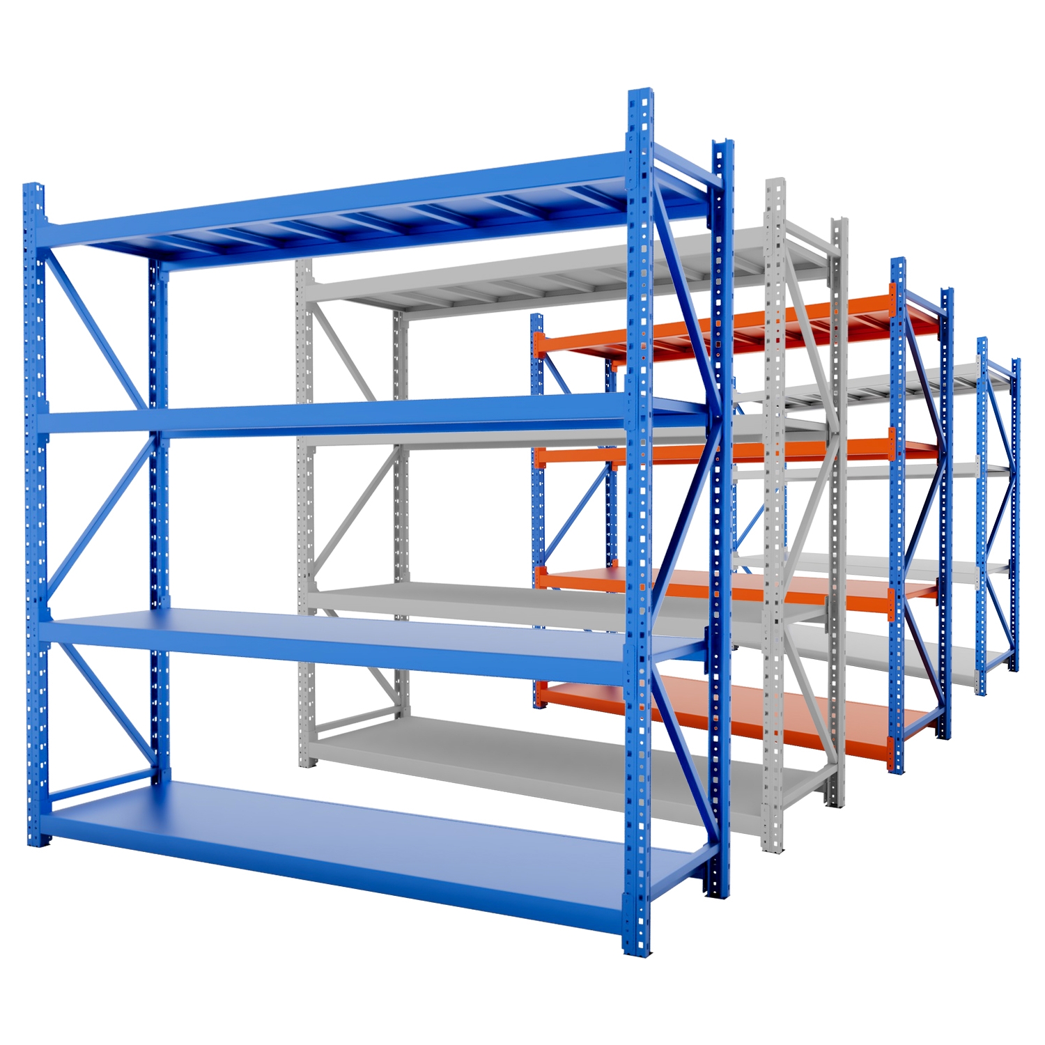 Direkt vom Hersteller: Schwerlast-Palettenregal aus Stahl, 4-lagig/500 kg Traglast, verschraubt, Metall, Weitspannregal, Industrielagerregal