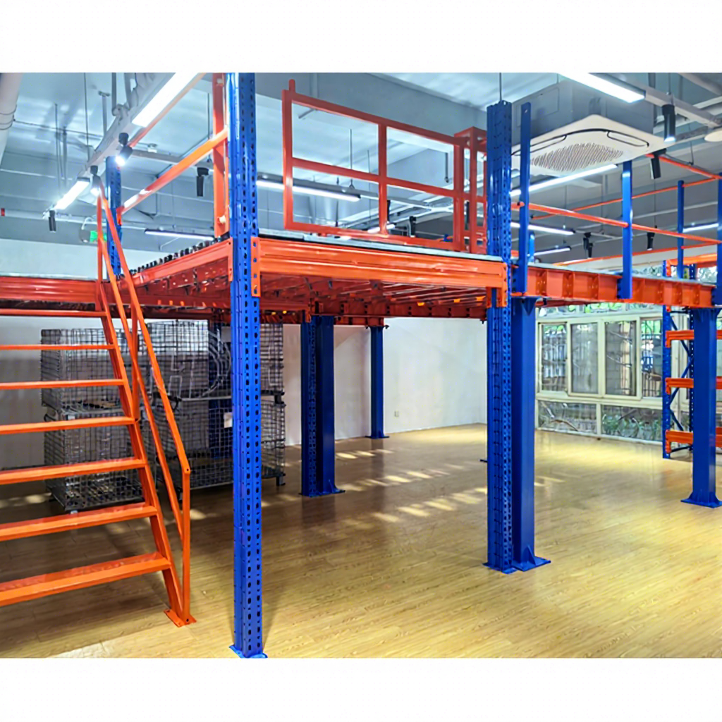 Kostenloses Design: Industrielle Metall-Zwischenetage, mehrstufige Stahlregalplattform für Lagerhallen