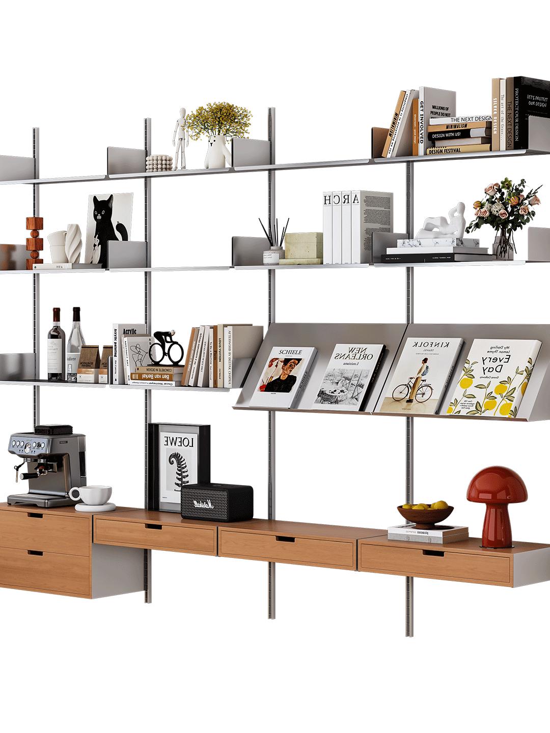 Wandmontiertes Lochwand-Präsentationsregal, verstellbares mehrstufiges Edelstahl-Aufbewahrungsregal, Wandschrank für das Wohnzimmer
