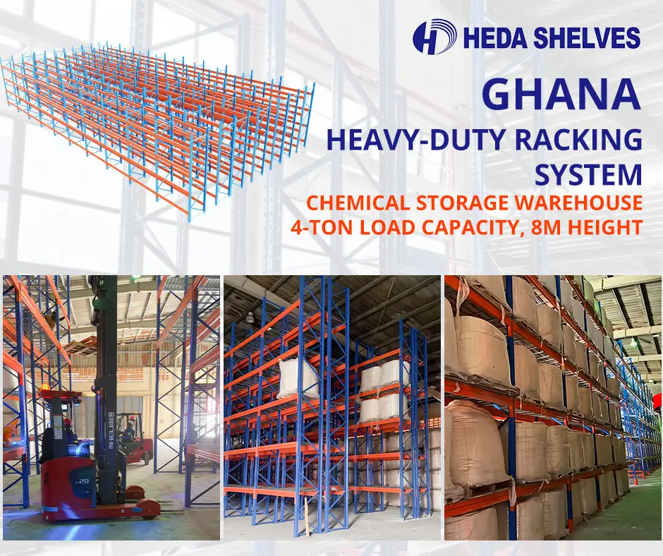 Schwerlastregalsystem für Chemikalienlagerung in Ghana
