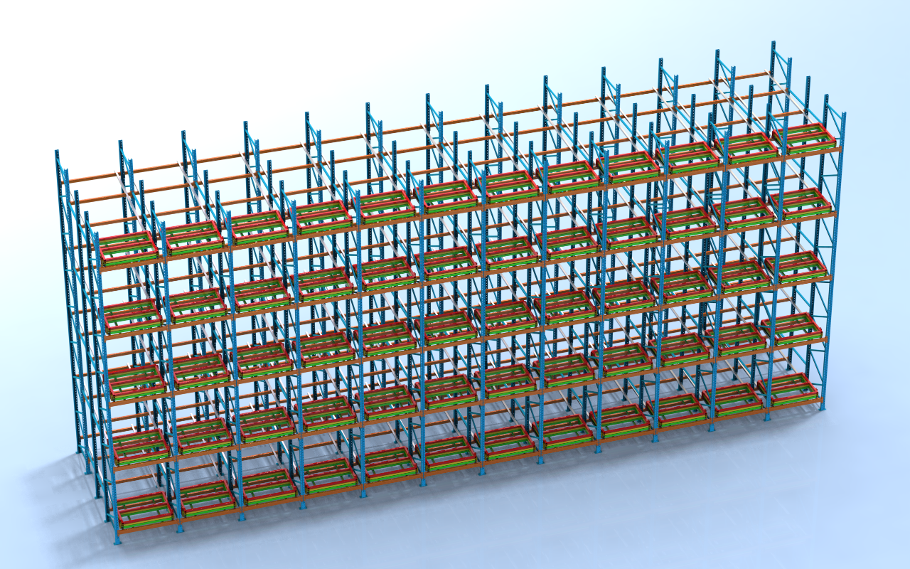 Konstruktionszeichnung Push-Back Racks