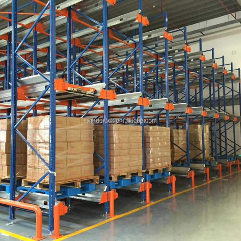 Werkseitig anpassbares, hochbelastbares, automatisiertes 4-Wege-Shuttle-Regalsystem aus Metall mit Funkfernbedienung