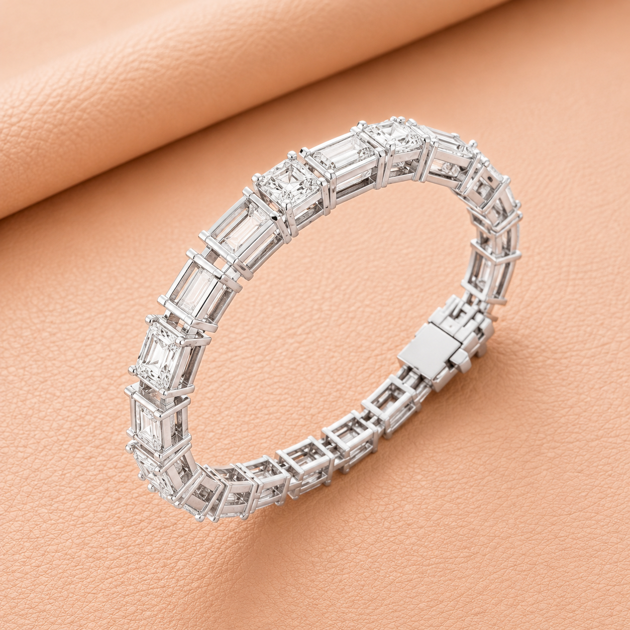 Royal Princess Cut Diamant-Tennisarmband aus silberplattiertem Luxusschmuck mit IGI-Zertifizierung und VVS-Reinheit für Damen