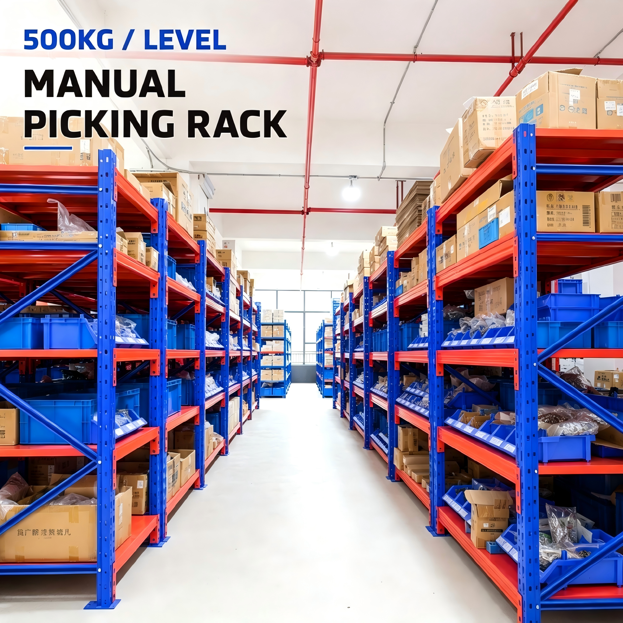 Direkt vom Hersteller: Schwerlast-Palettenregal aus Stahl, 4-lagig/500 kg Traglast, verschraubt, Metall, Weitspannregal, Industrielagerregal