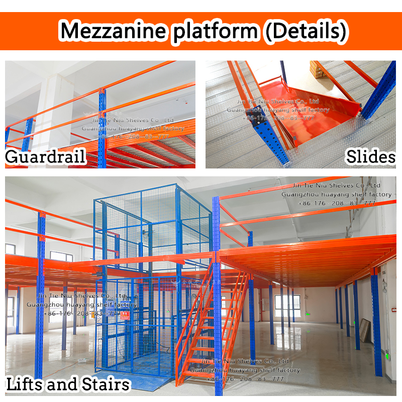 Regalsysteme und Lagerregale, Stahl-Lagerhallenbodenplattform, Leiterregal, schwarzes Dachboden-Loft-Mezzanin