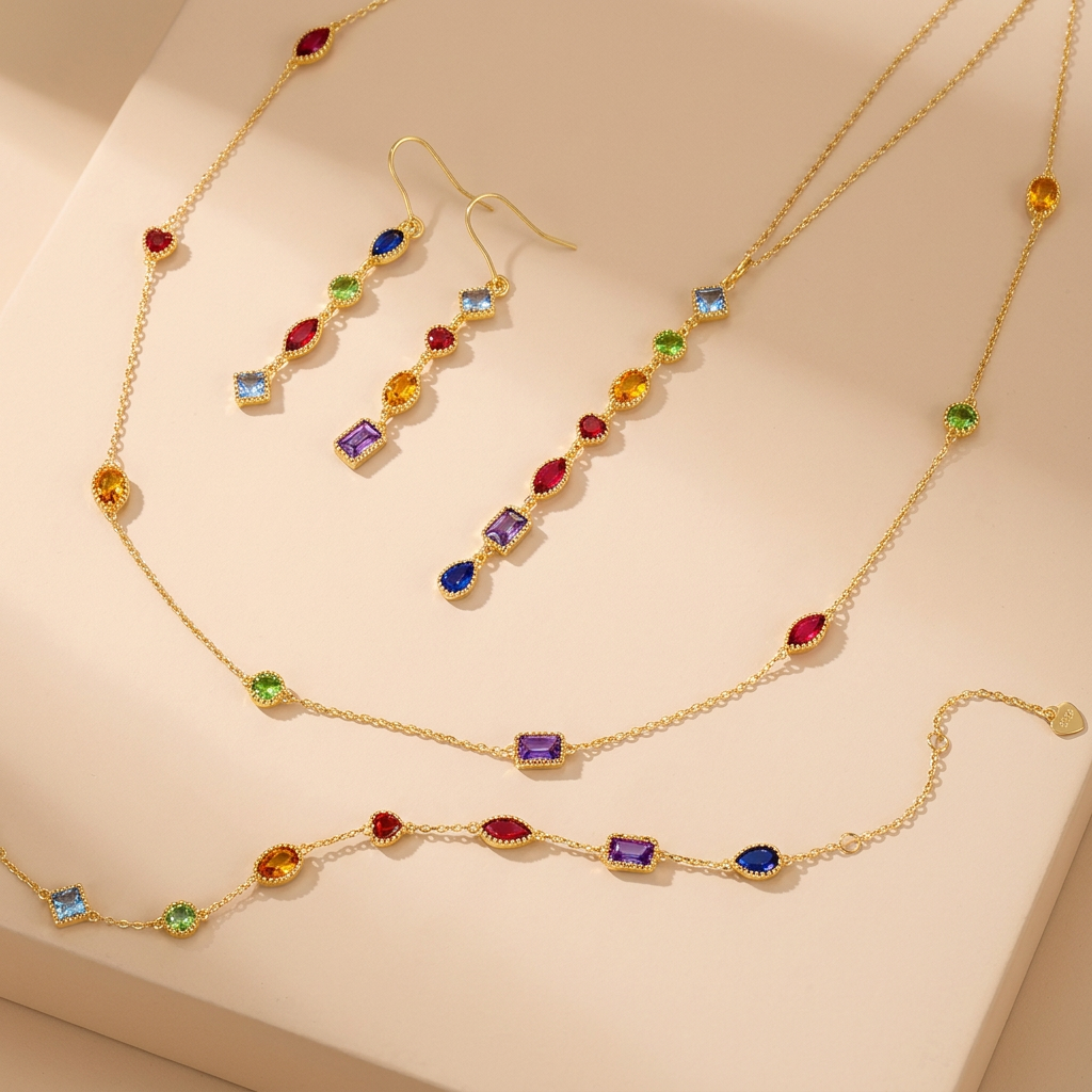 Klassisches, königlich anmutendes Damen-Schmuckset aus vergoldetem 925er Sterlingsilber mit Zirkonia-Steinen – ideal als Hochzeitsgeschenk oder für Partys