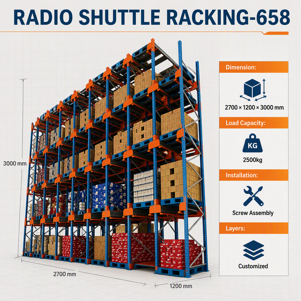 Smart Controlled Intelligent Heavy Duty Steel Storage Rack System Radio Shuttle Racking 2500kg Load Capacity for Automated