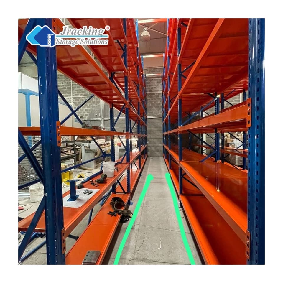 Schwerlast-Industrieregale aus Stahl für Lagerhallen, EU-konform, blau und orange, selektives Palettenregalsystem, CE-zertifiziert