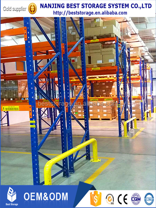 CE Certified Steel Heavy Duty Selective Pallet Rack End Frame Barrier Protector Epoxy Powder Coating 10-Year Material Warranty