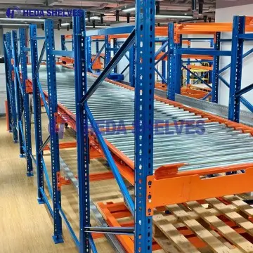 Palettendurchlaufregal mit Schwerkraft-Rollenbahnen
