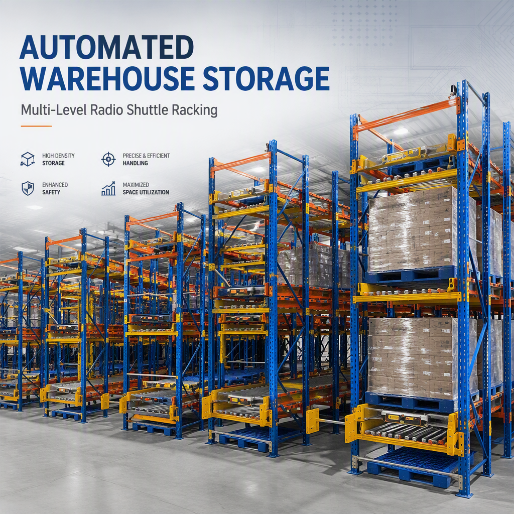 Smart Controlled Intelligent Heavy Duty Steel Storage Rack System Radio Shuttle Racking 2500kg Load Capacity for Automated