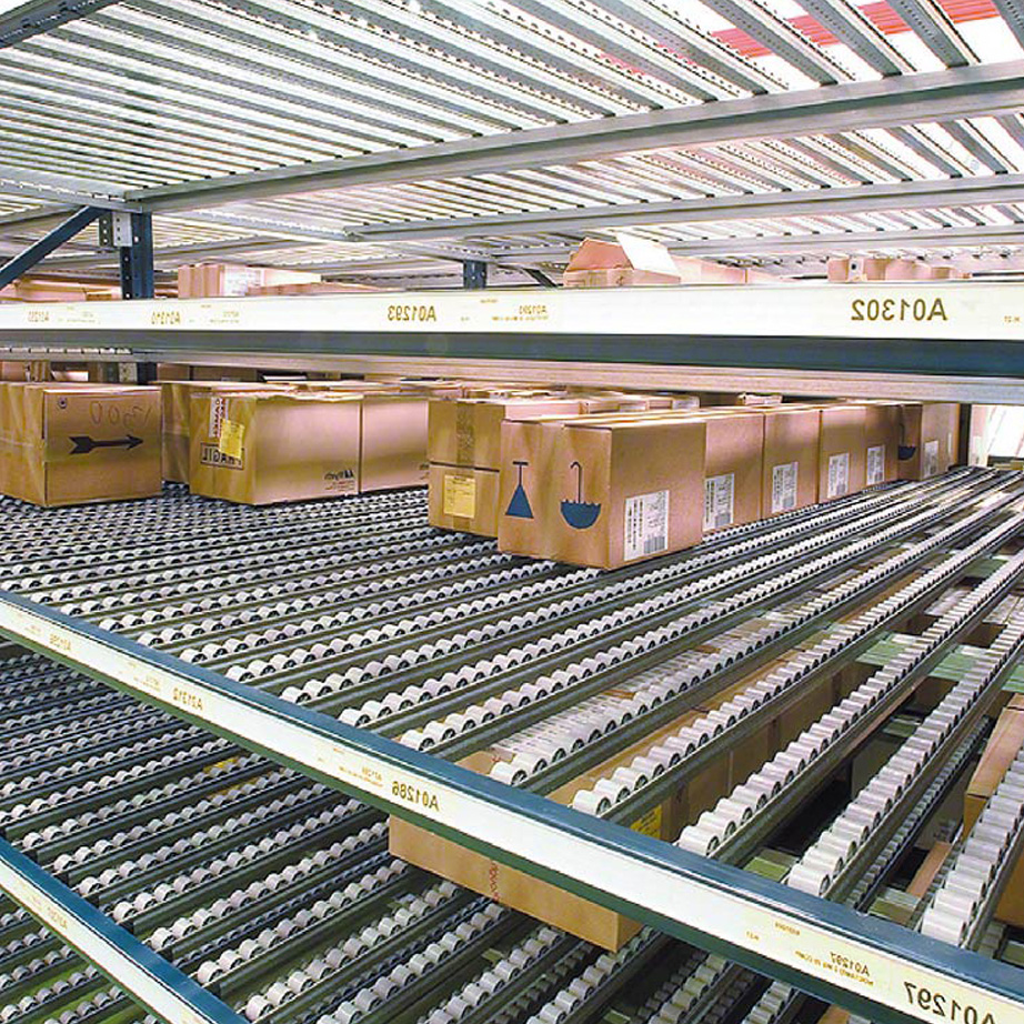 Hochdichtes, robustes 5-Zoll-Durchlaufregal aus kaltgewalztem Stahl, pulverbeschichtet, für Lager, Karton- und Palettenlagerung, Schwerkraftregale, kundenspezifisch anpassbar