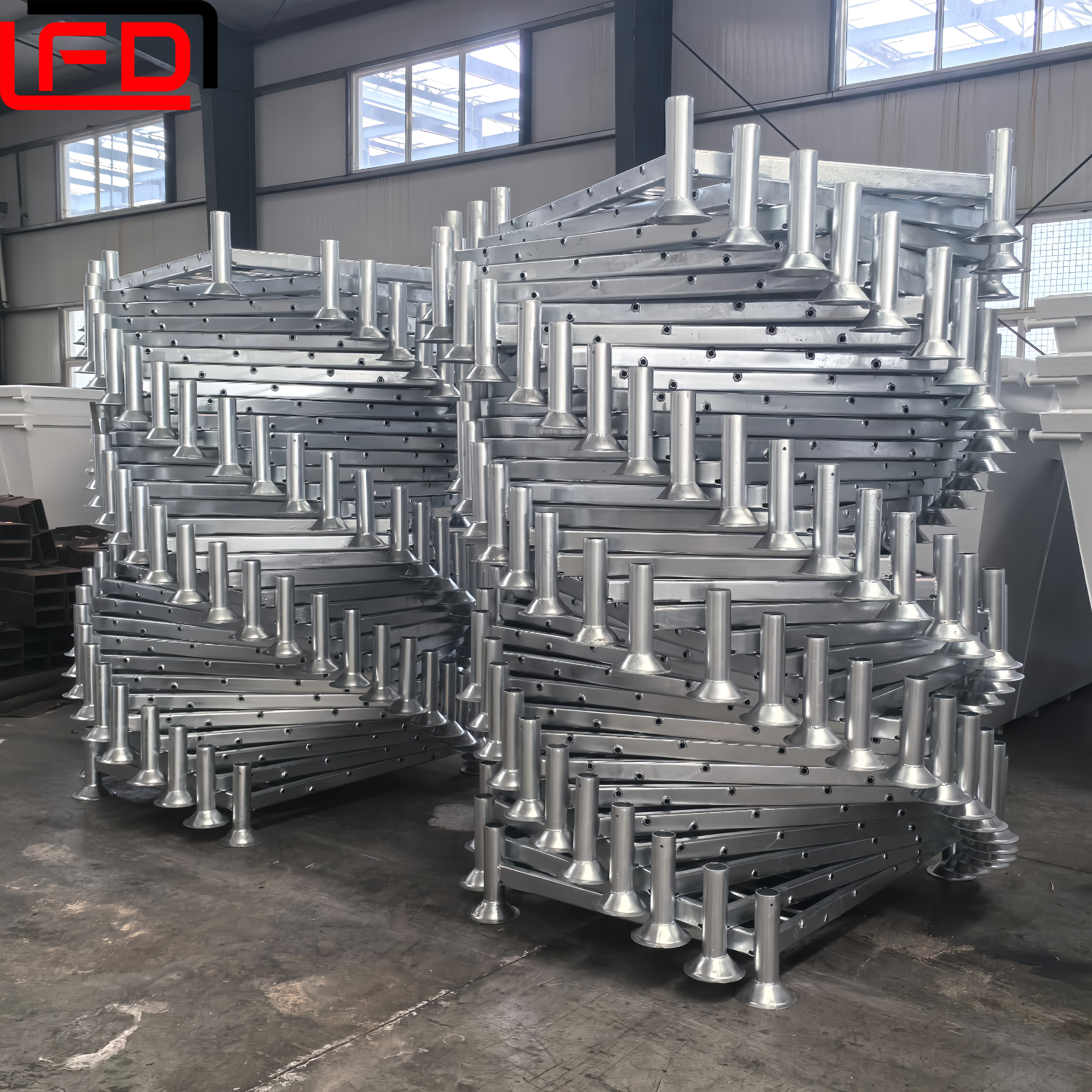 Verzinkte Industrie-Lager- und Logistikausrüstung, Palettenregal, stapelbare Pfostenpalette, Metallpalette