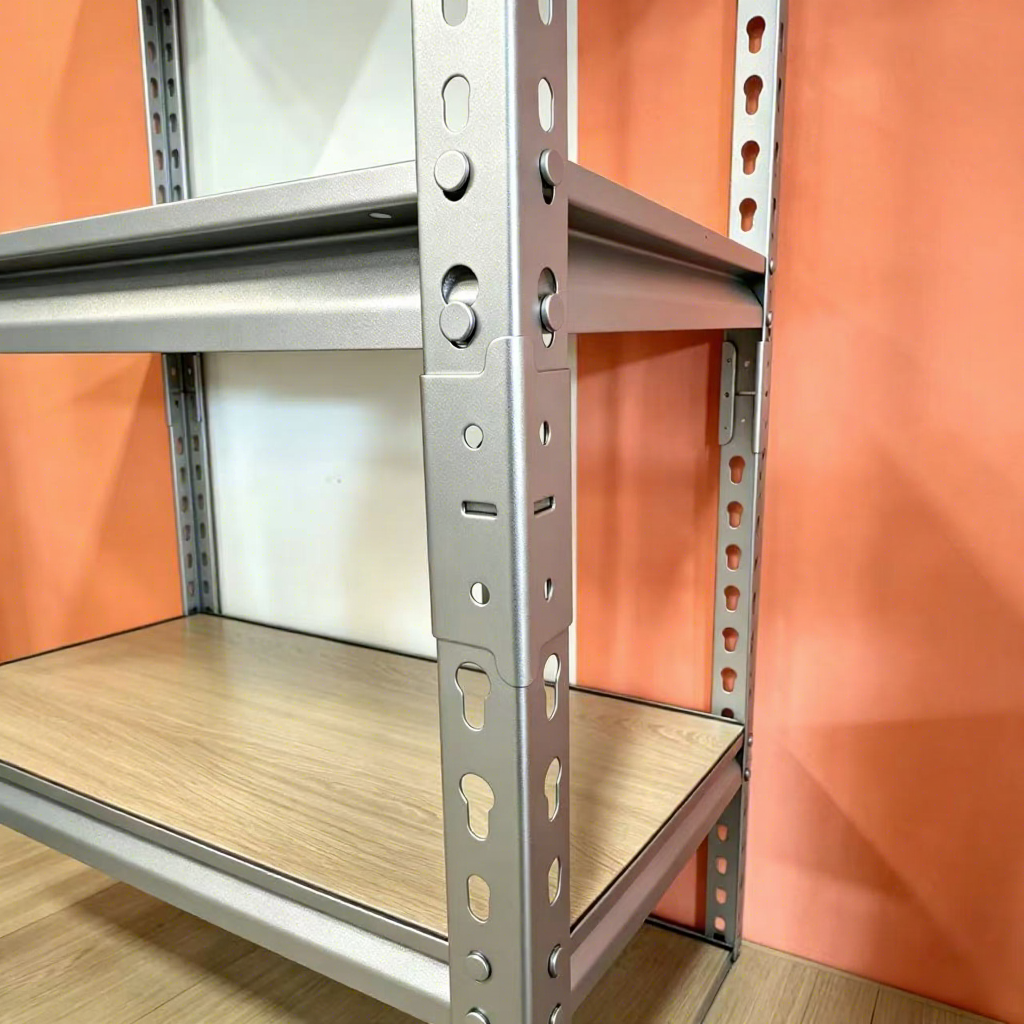 5-stöckiges, robustes, schraubenloses Regalsystem aus schwarzem Metall mit MDF-Platte für die Aufbewahrung in Garage, Haus oder Lagerraum