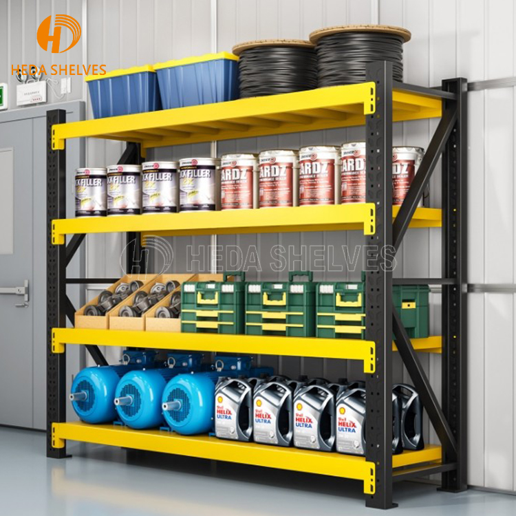 Schraubenloses, verstellbares Schwerlast-Stahlregalsystem mit 500 kg Tragfähigkeit pro Ebene für Lagerhallen und industrielle Lagerung