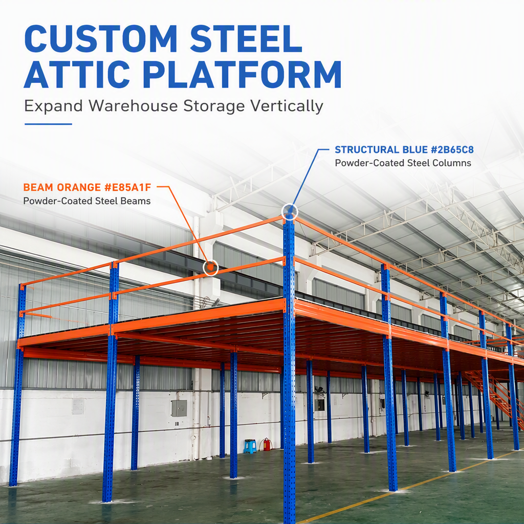 Heavy Duty Steel Wire Attic Shelf Powder Coated Warehouse Storage Platform Pallet Rack Custom Factory Built
