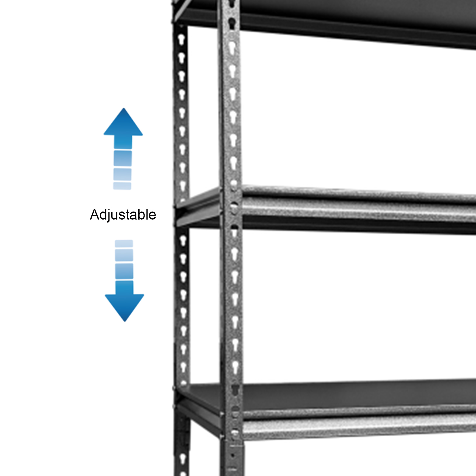 Silberfarbenes Stahlregal mit 5 Ablagen, Tragkraft 200 kg, MDF-Regalsystem für Supermarktwaren