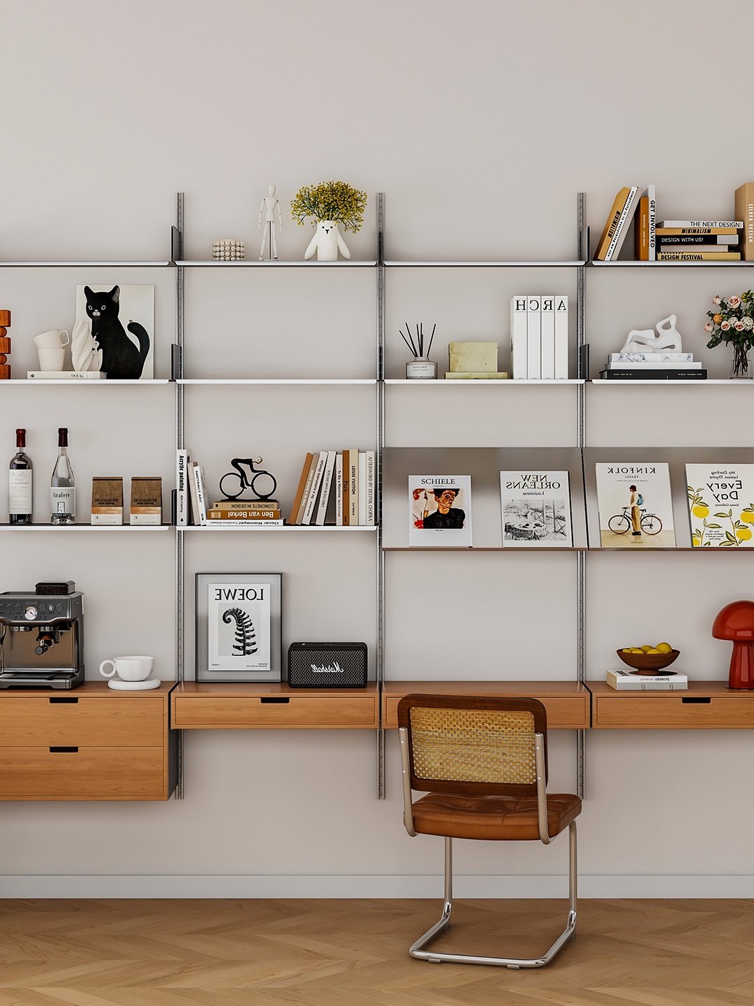 Wandmontiertes Lochwand-Präsentationsregal, verstellbares mehrstufiges Edelstahl-Aufbewahrungsregal, Wandschrank für das Wohnzimmer