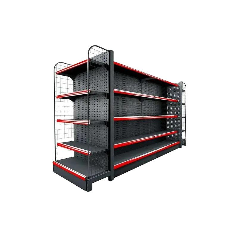Gondelregalsystem aus Metall für Supermärkte: Verstellbare einseitige Wandregale, doppelseitige Inselregale