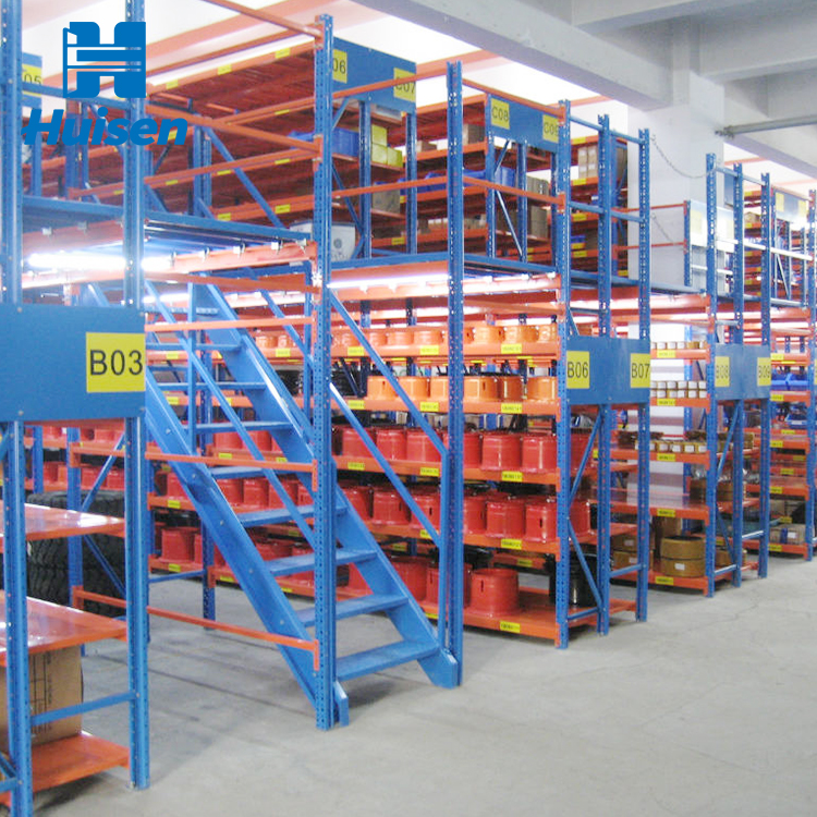 Hochwertige industrielle Stahl-Zwischenbodenregale, mehrstöckige Metallregale in Loft-Bauweise für Containerverladebereiche