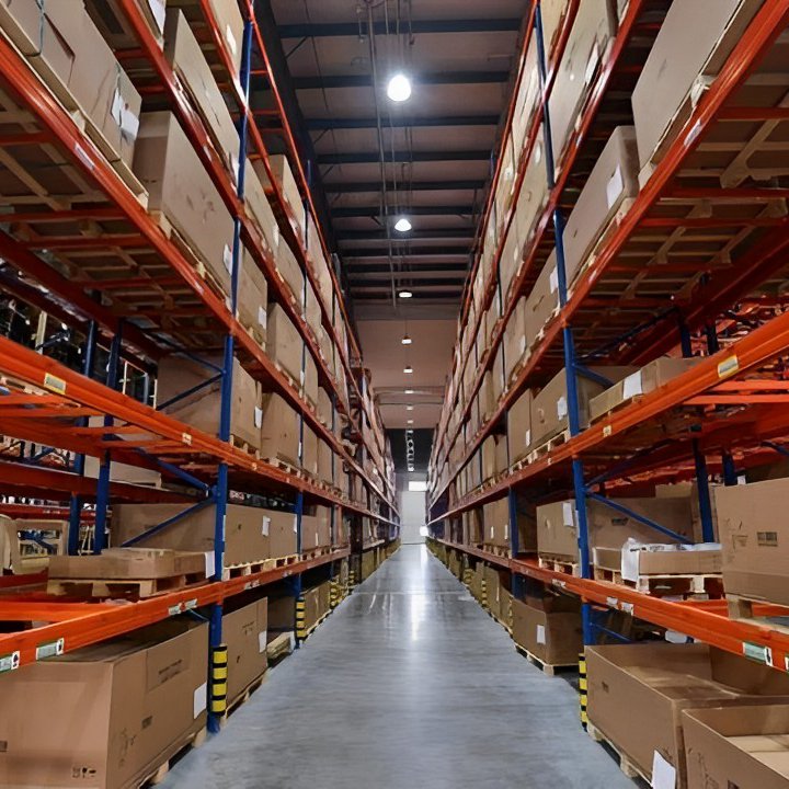 Verstellbares Palettenregal aus Stahl mit robusten, pulverbeschichteten Trägern – individuell anpassbare Logistik-Lagerlösung