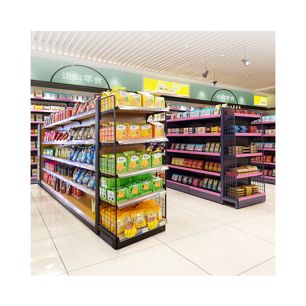 Bestseller: Individuell anpassbare Supermarktregale von Lozier Gondola aus goldfarbenem Edelstahl, leichte Ausführung von Madix Design