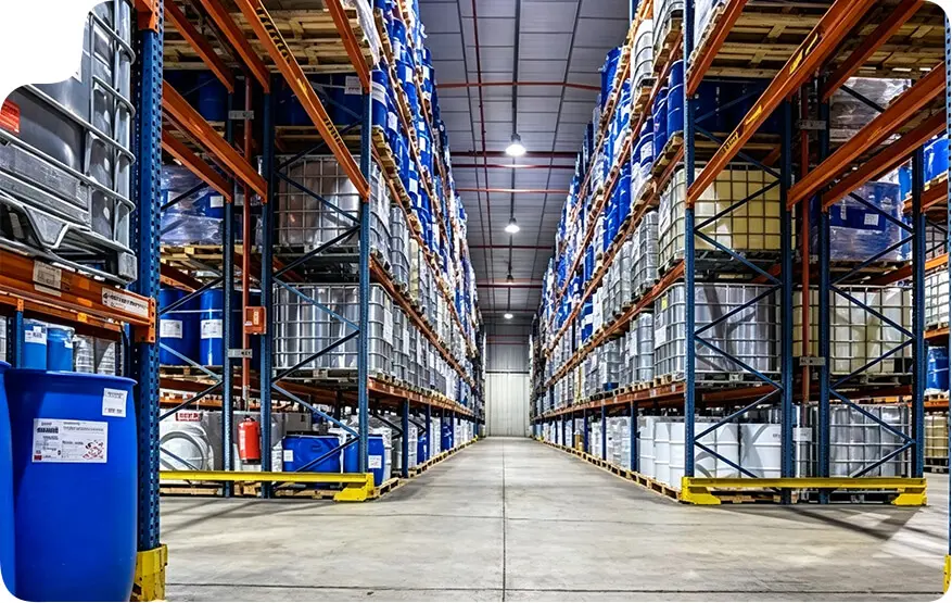 Schwerlastlagerung von Chemiefässern und IBC Containern