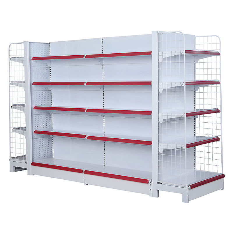 Leichtes Supermarktregal aus kaltgewalztem Stahl mit Epoxidpulverbeschichtung, Tragfähigkeit 40–60 kg pro Ebene