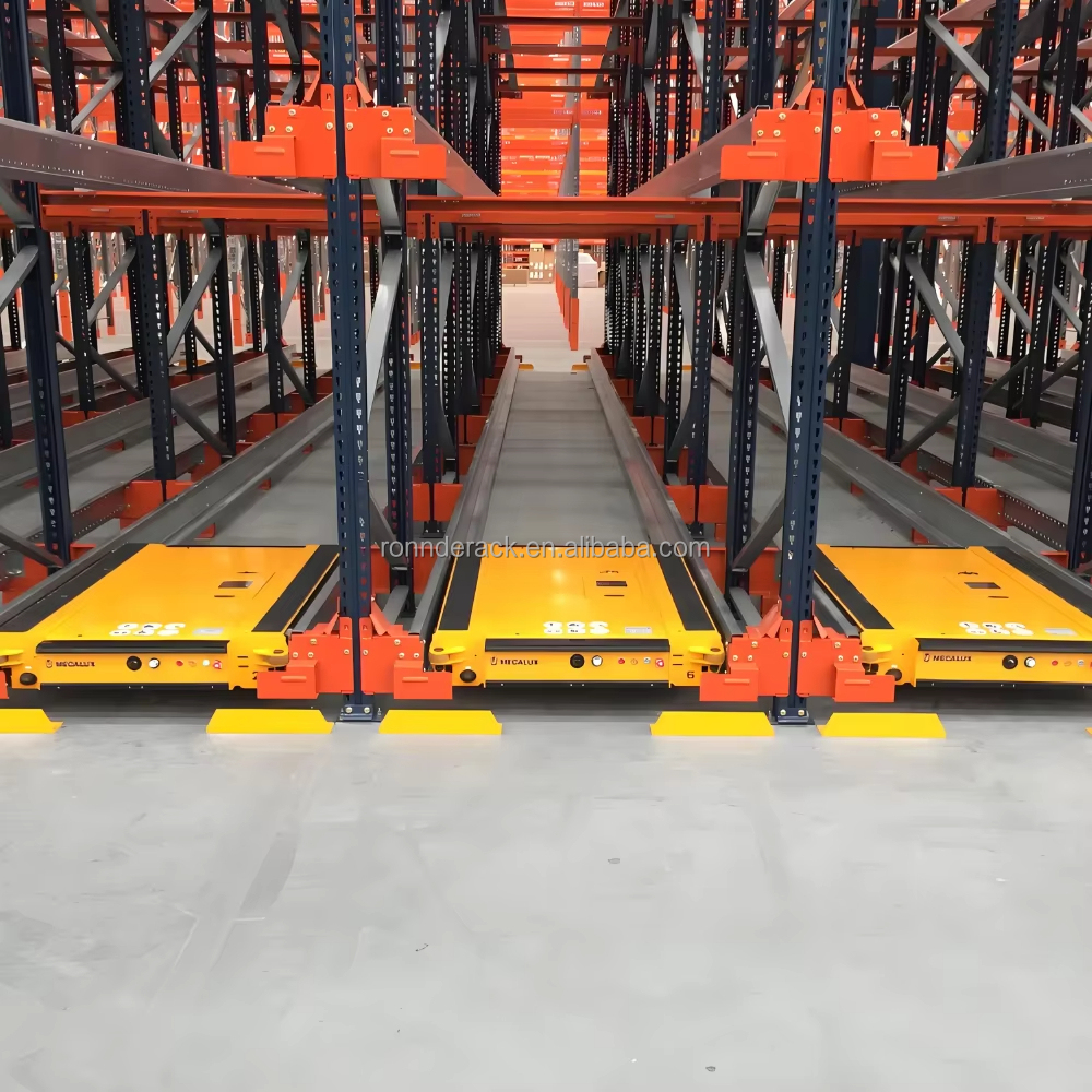 Werkseitig anpassbares, hochbelastbares, automatisiertes 4-Wege-Shuttle-Regalsystem aus Metall mit Funkfernbedienung