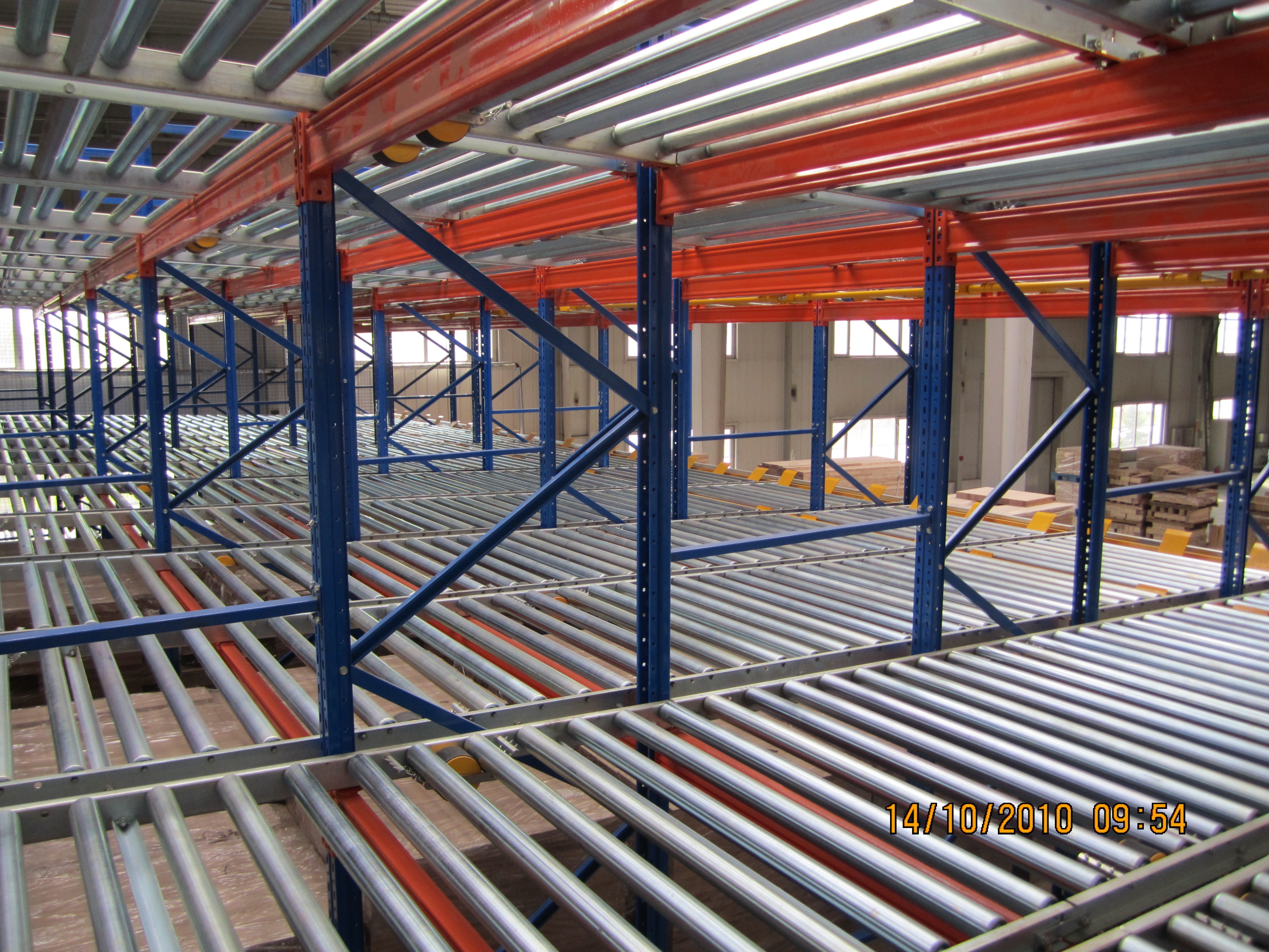 Industrielle Schwerkraft-Rollenpalettenregale mit hoher Dichte