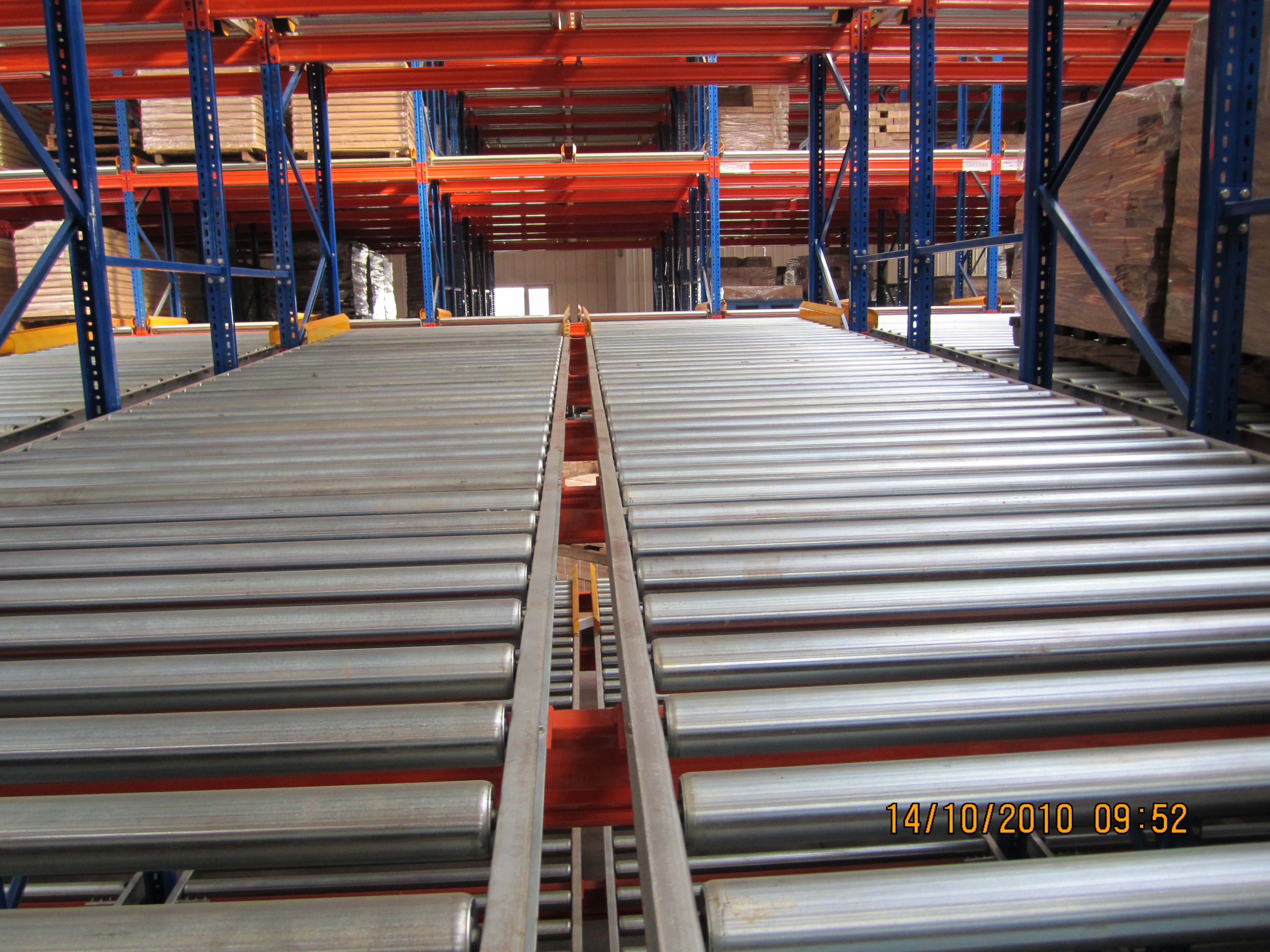 Industrielle Schwerkraft-Rollenpalettenregale mit hoher Dichte