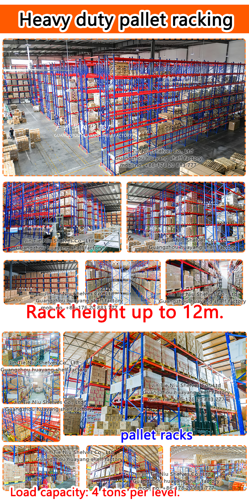 Stapelbare Lagerregale Palettenregalsysteme Lagerausstattung 1000KG 2000KG 3000KG