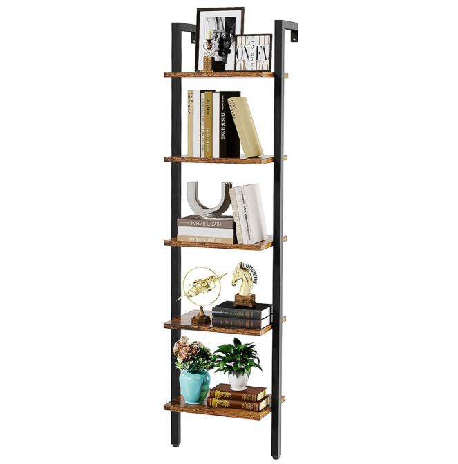 Modernes, 5-stöckiges Metallregal zur Wandmontage im Wohnzimmer – verstellbares, multifunktionales, schmales Regal.
