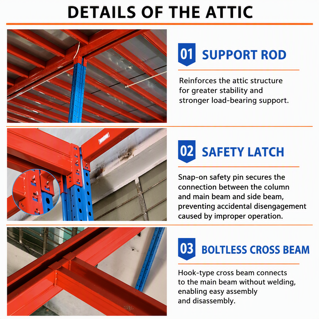 Heavy Duty Steel Wire Attic Shelf Powder Coated Warehouse Storage Platform Pallet Rack Custom Factory Built