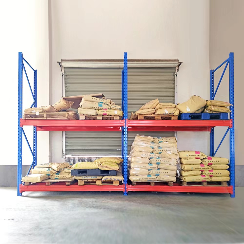 Schwerlast-VNA-Palettenregal, Industrieregalsystem, mehrstufig verstellbar, Stahl, korrosionsbeständig, pulverbeschichtet, Supermarktregale