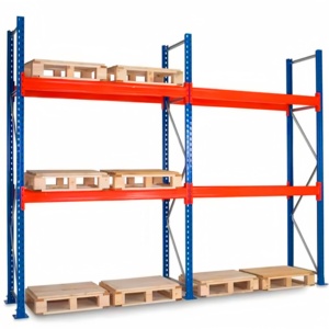 Hochwertiges Kaku KKPR0001 Doppeltiefregal, Schwerlast-Stahl-Selektivpalettenregal, Behälterregal 500-1500 kg/Ebene für Lager
