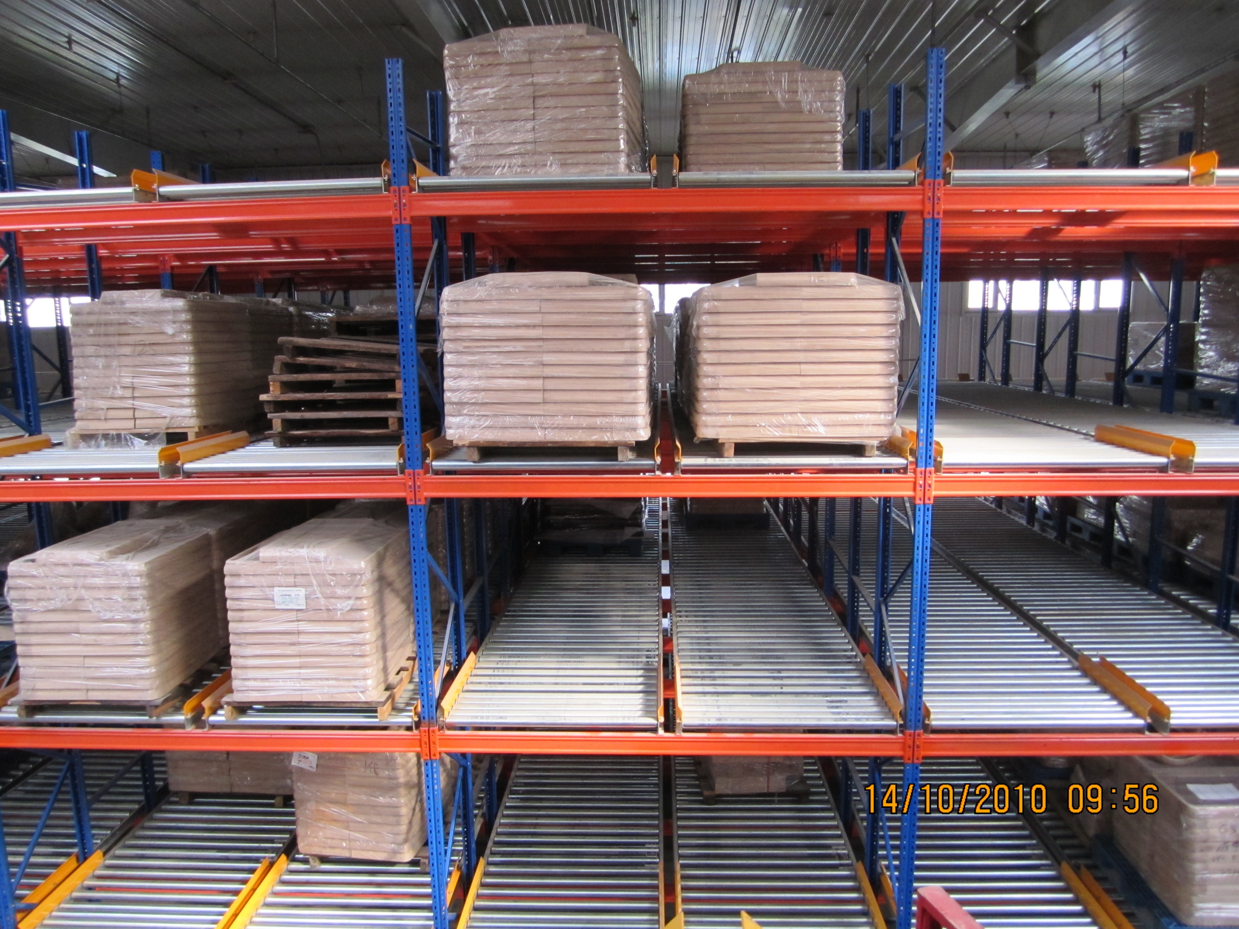 Industrielle Schwerkraft-Rollenpalettenregale mit hoher Dichte