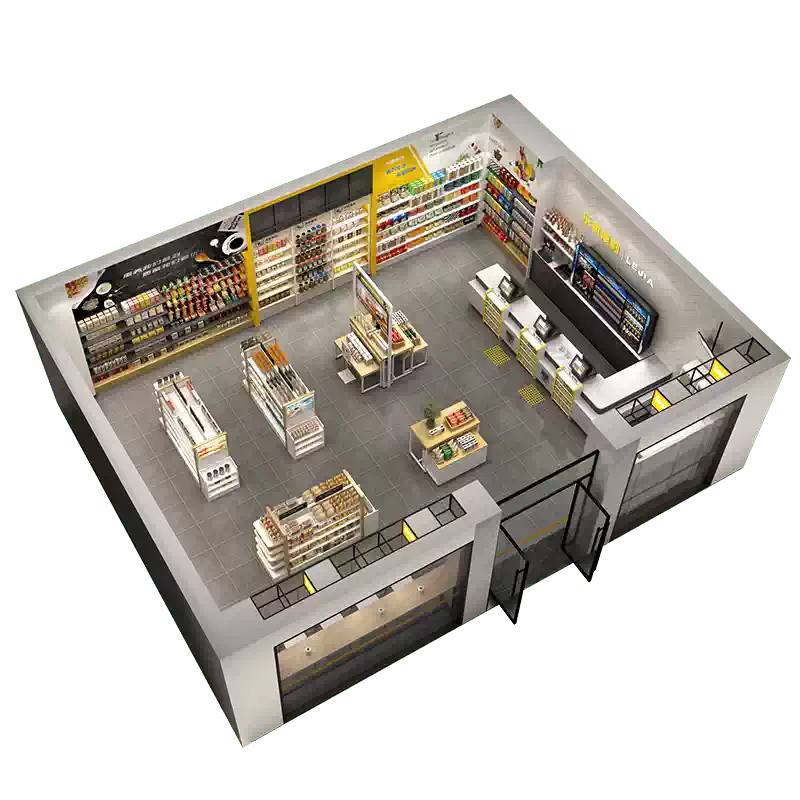 Metal Grocery Store Gondola Shelving System Adjustable Single Side Wall Rack Double Side Island Display Shelves