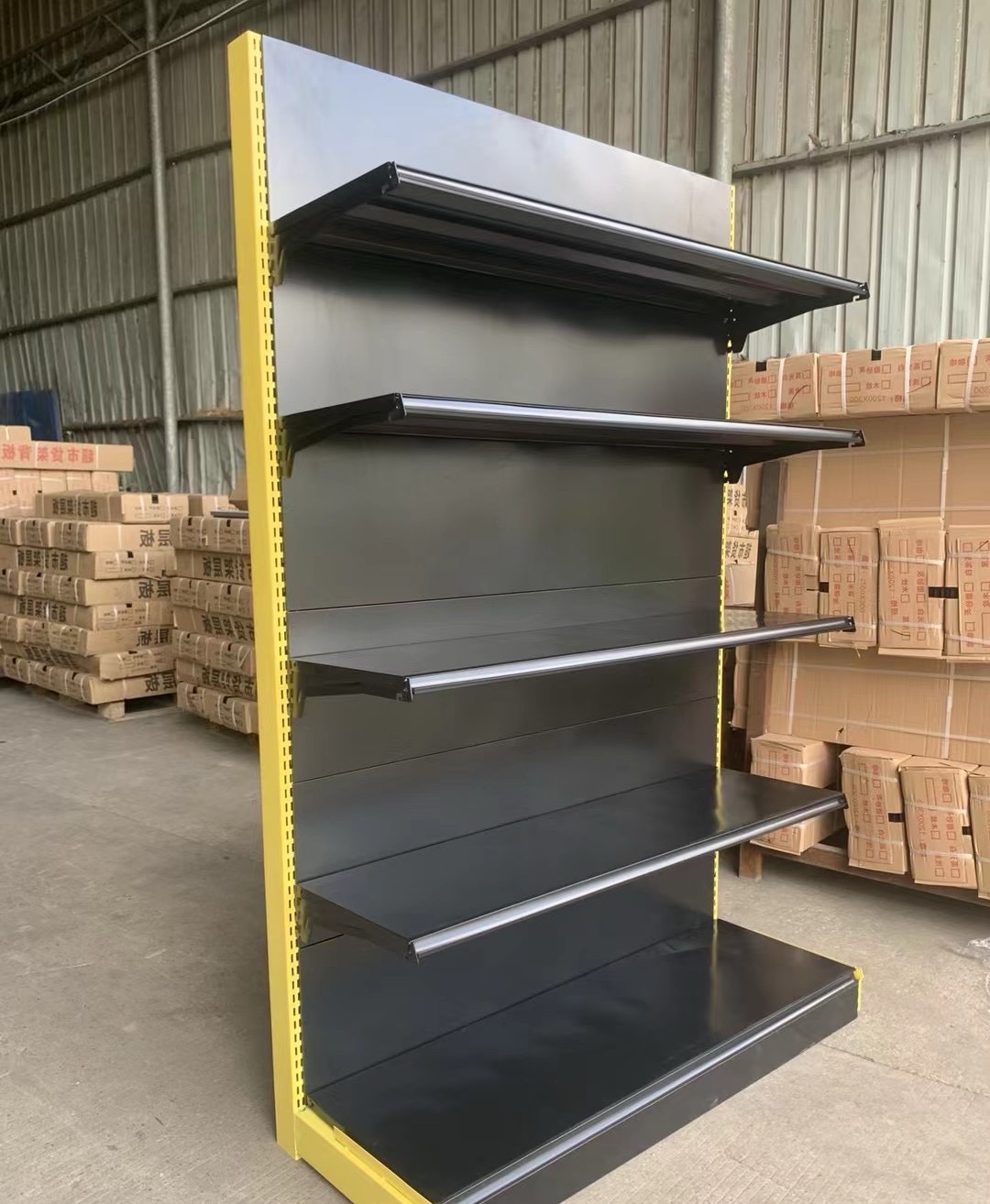Metal Grocery Store Gondola Shelving System Adjustable Single Side Wall Rack Double Side Island Display Shelves