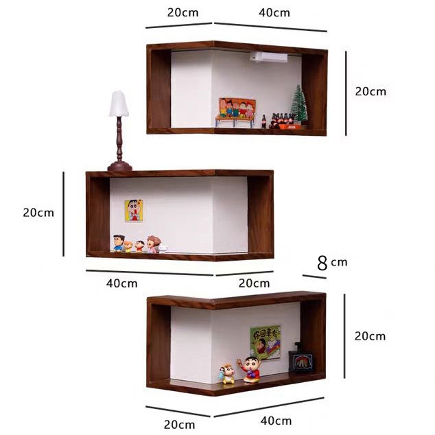Eckregal aus Holz für die Wand, 90-Grad-Wandregal, schwebendes Bücherregal & Aufbewahrungsregal