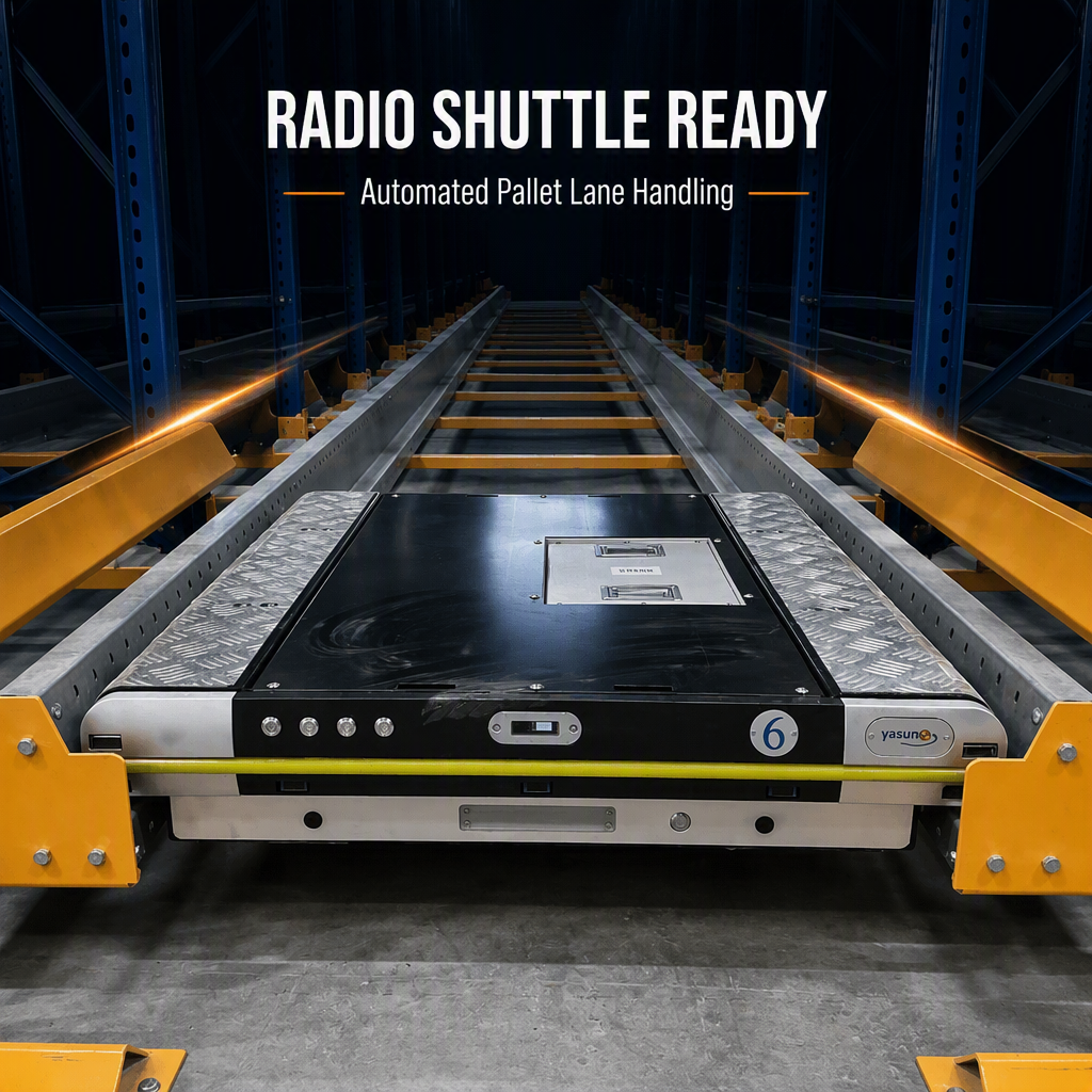 Master Heavy Duty Steel Radio Shuttle Rack System Detailaufnahme