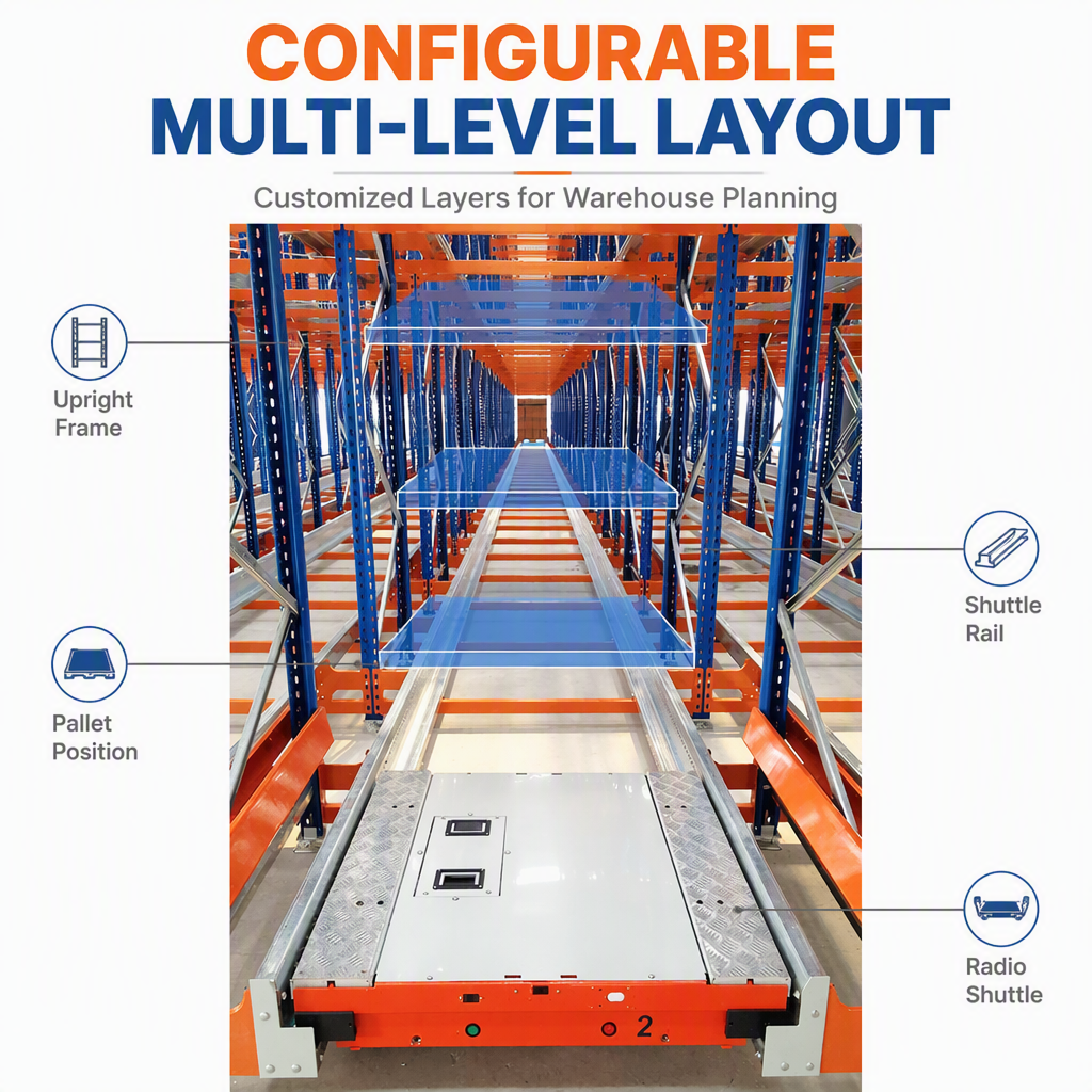 Smart Controlled Intelligent Heavy Duty Steel Storage Rack System Radio Shuttle Racking 2500kg Load Capacity for Automated